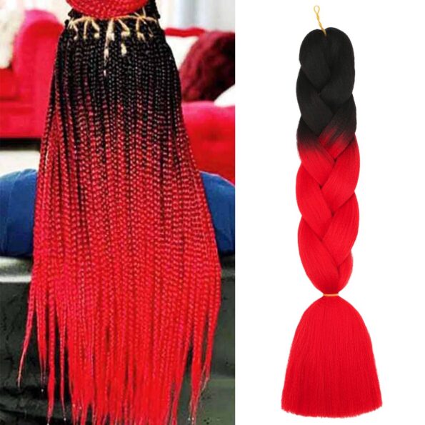 Fiber synthetic hair with long braids. Mixed colors (attachment)