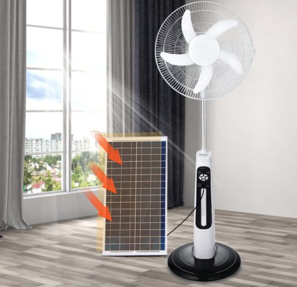 Home outdoor with LED lighting can charging fan solar floor lamp fan